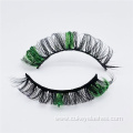 green glittler russian lashes strips color russian eyelashes